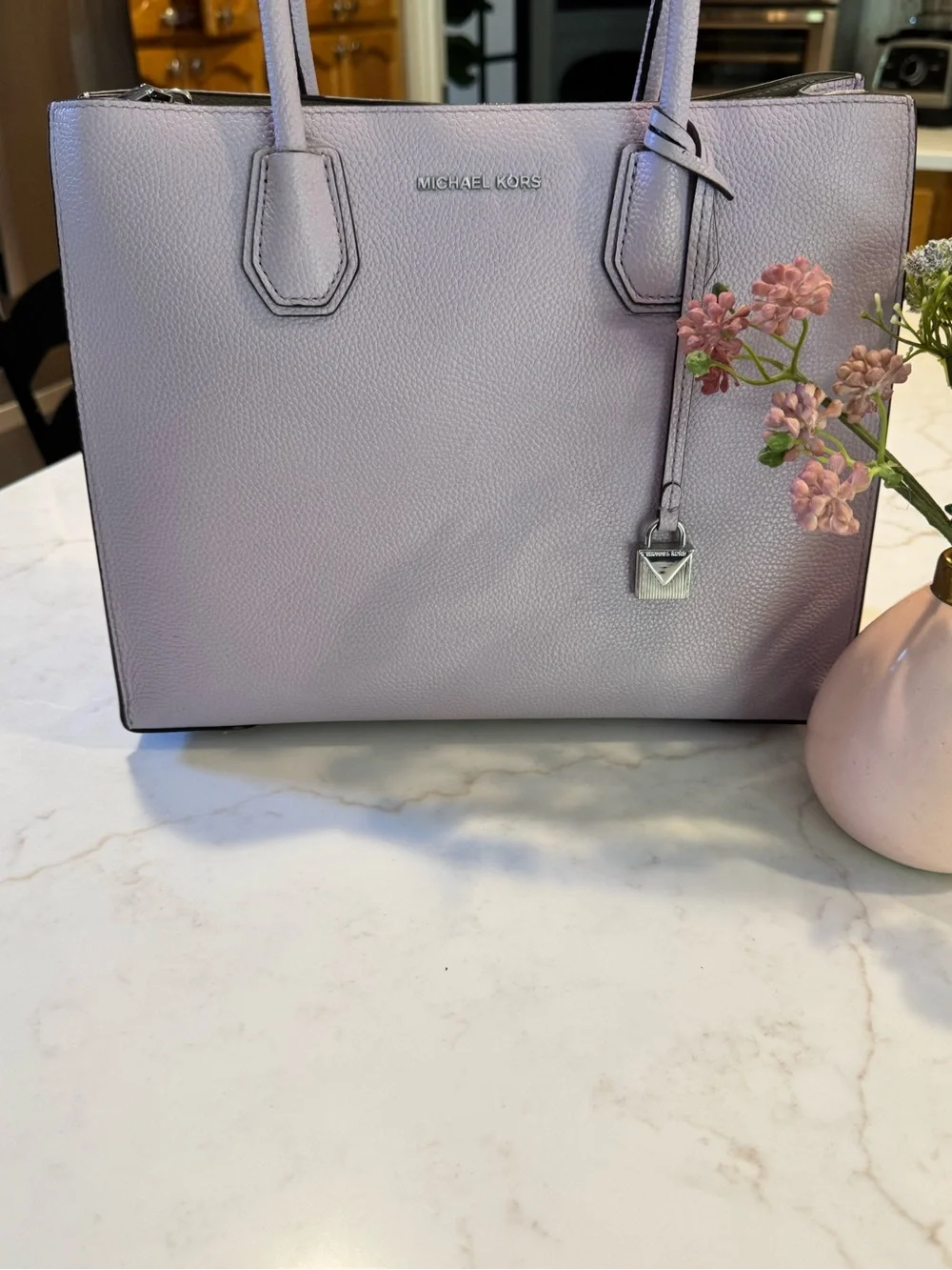 Michael Kors Lavender Pebbled Leather Satchel w/Removable Strap